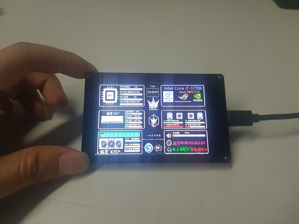 New 3.5 Inch Type-C Secondary Screen Computer CPU GPU RAM HDD Monitor USB Type-C Display For AIDA64 AX206