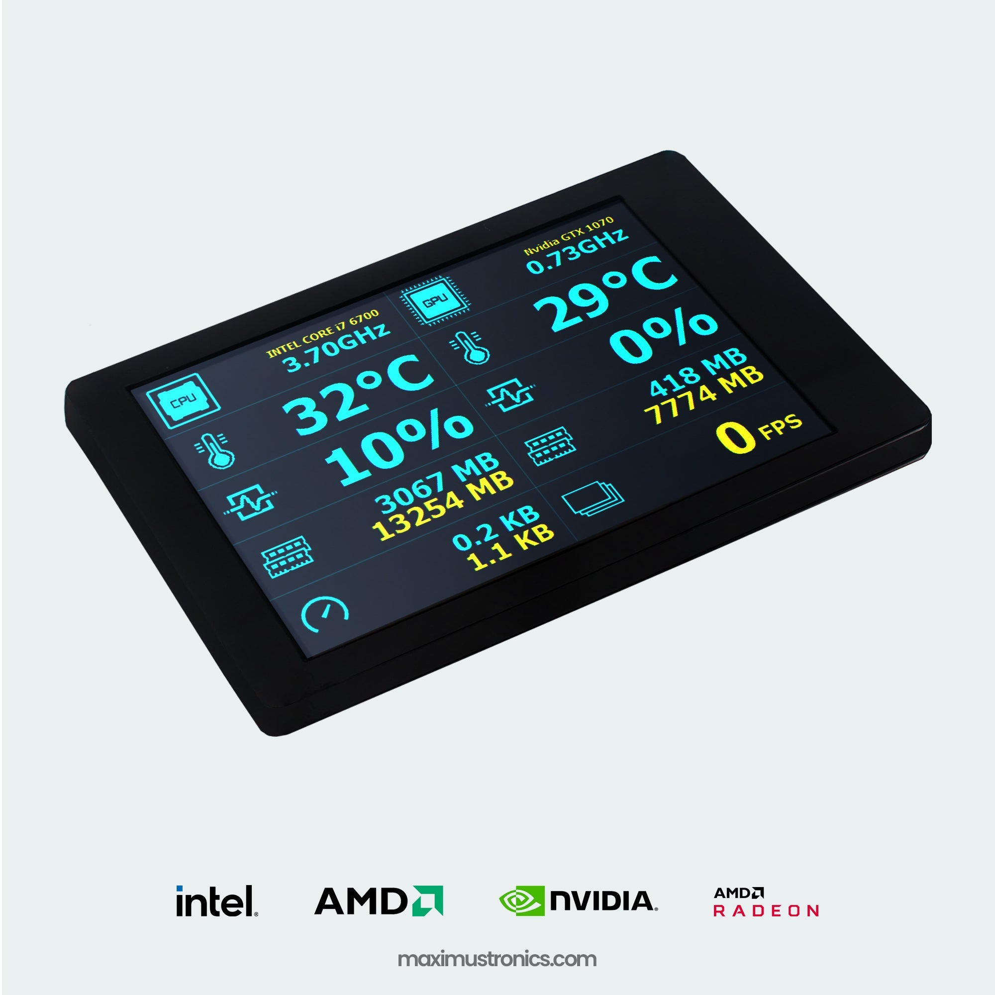 New 3.5 Inch Type-C Secondary Screen Computer CPU GPU RAM HDD Monitor USB Type-C Display For AIDA64 AX206
