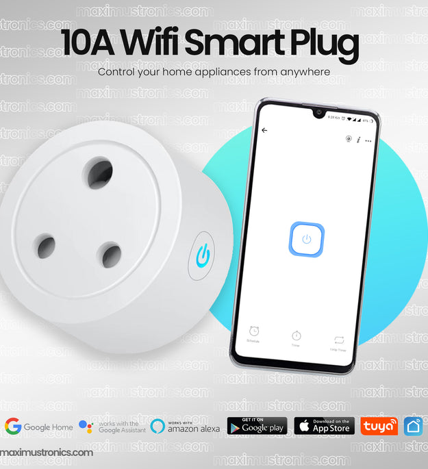 10A 3Pin Smart Wifi Plug Power Moniter Smart Socket energy moniter EU UK AC100-240V Power Outlet, Alexa Google Home Voice Control, For Tuya Smart Life APP Maximustronics