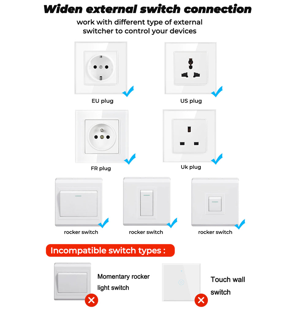 Smart wifi switch for electric gate door lock - only switch lock not include - 220V - share with family - timer & schedule