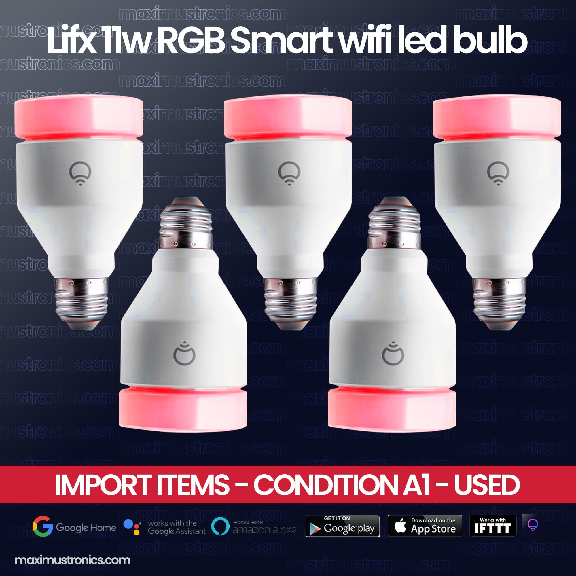 Lifx A19 11w RGB Smart wifi led bulb 1100 Lumens Temp 1500K to 9000K - USA high quality branded import items condition almost fine lot items