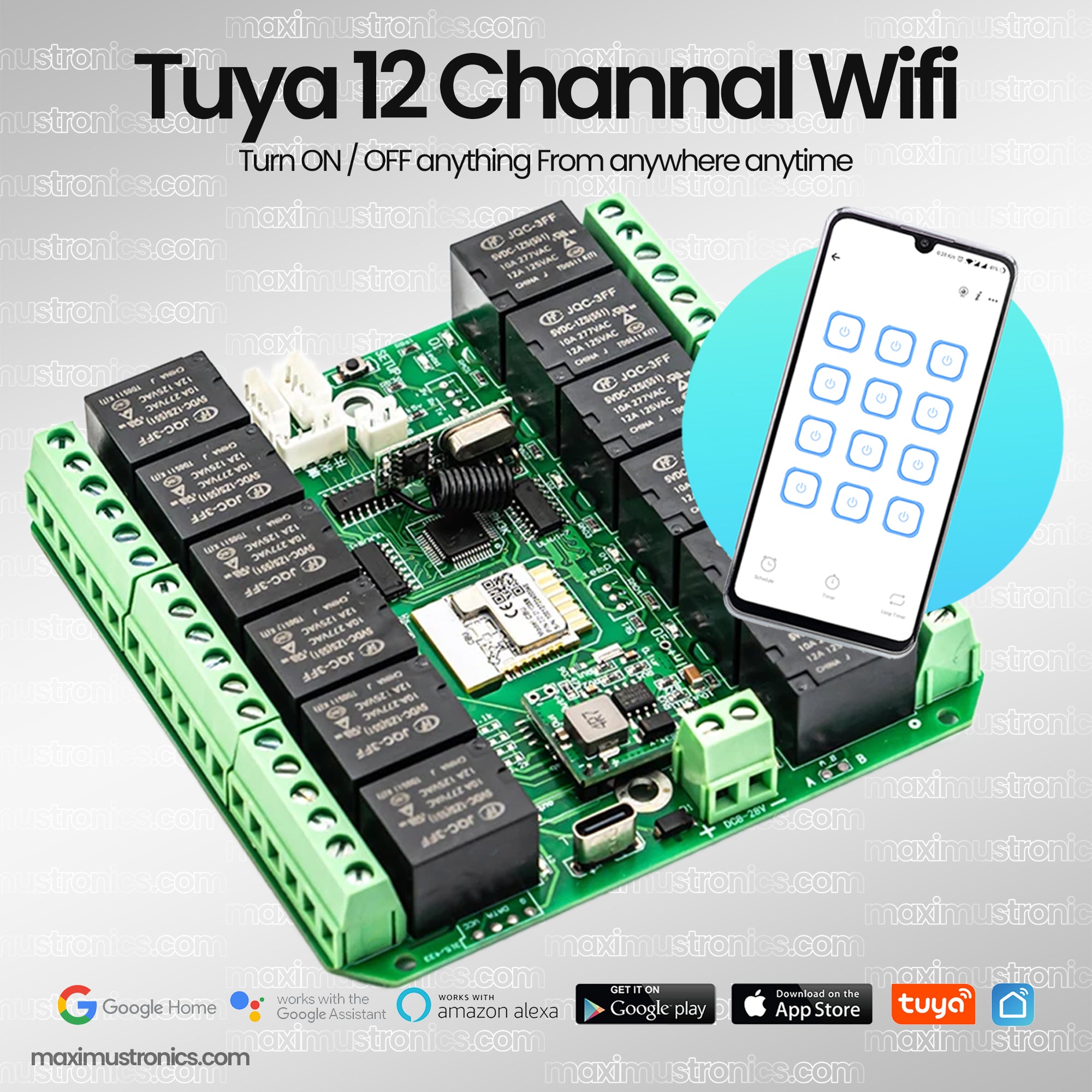 12 Channal 12v tuya Smartlife wifi switch 12v dc 10A Home automation device Wireless Relay Switch Module