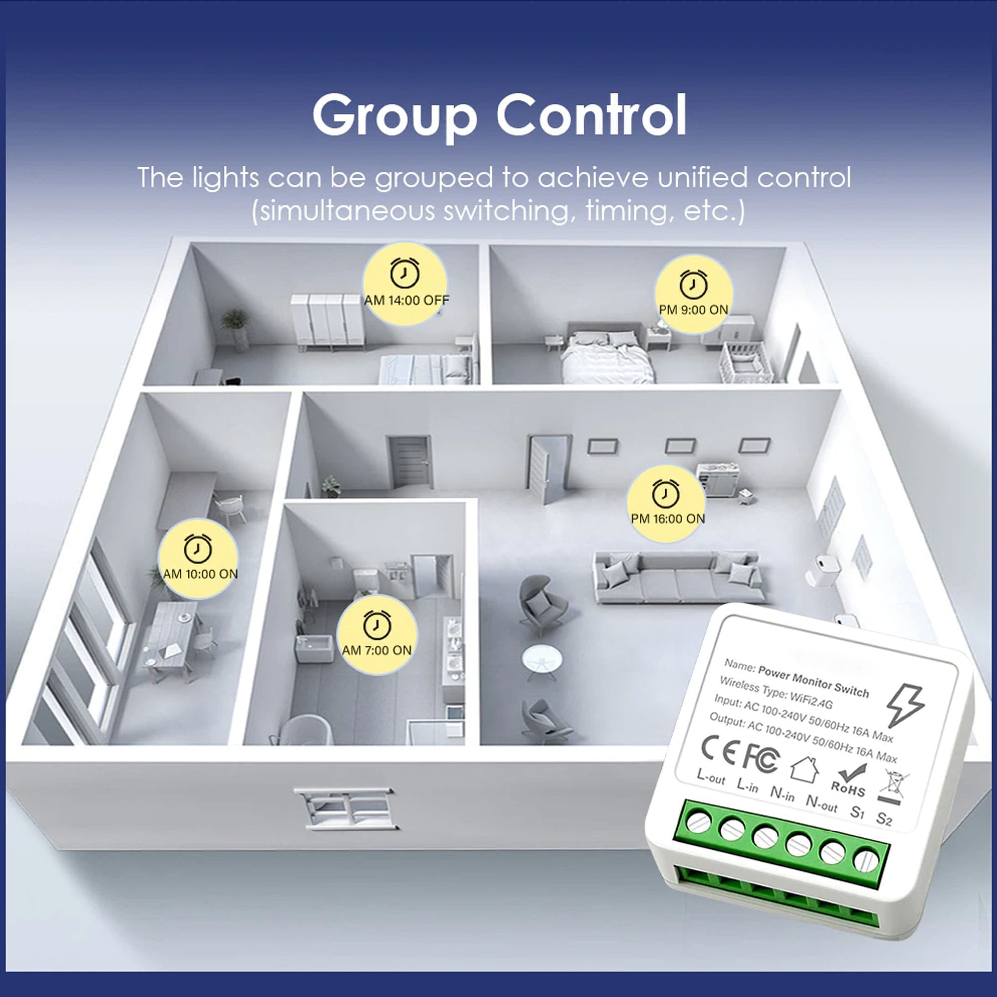 16A Tuya SmartLife smart Wifi Switch power moniter timer schedule inching mode you can use on motor water pump lights fan power consumption