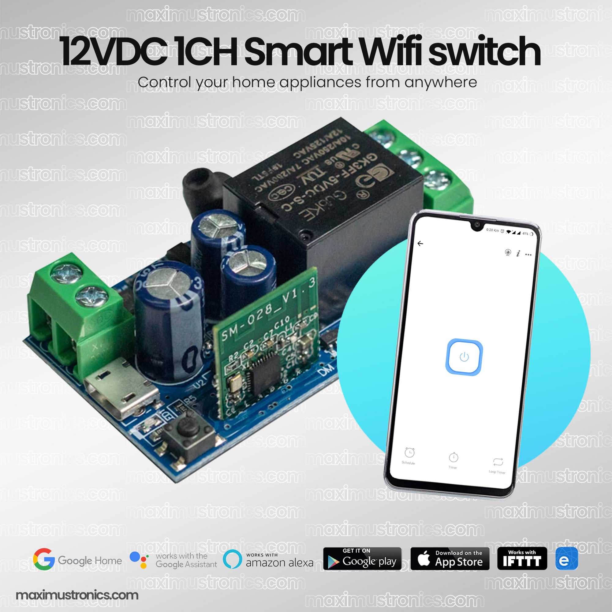 12v Ewelink 1ch smart wifi DC switch for electric rimlock or gate lock or digital circuits