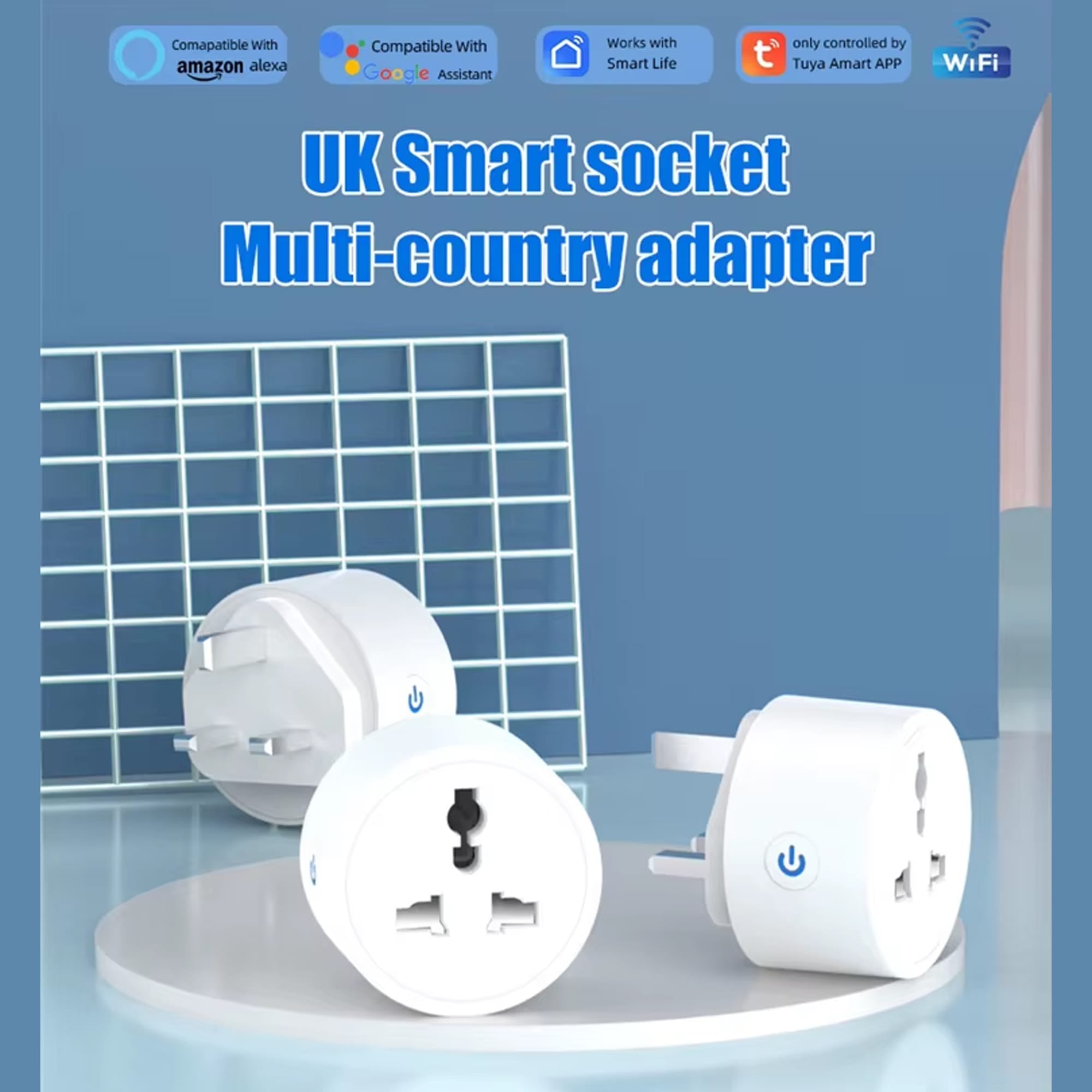 20A 3Pin Smart Wifi Plug Power Moniter Smart Socket energy moniter EU UK AC100-240V Power Outlet, Alexa Google Home Voice Control, For Tuya Smart Life APP Maximustronics