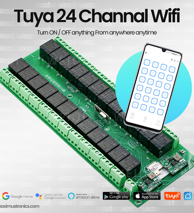 24 Channal 12v tuya Smart wifi switch 12v dc dry contact 10A Home automation device Wireless Relay Switch Module APP Smart Home Automation Module