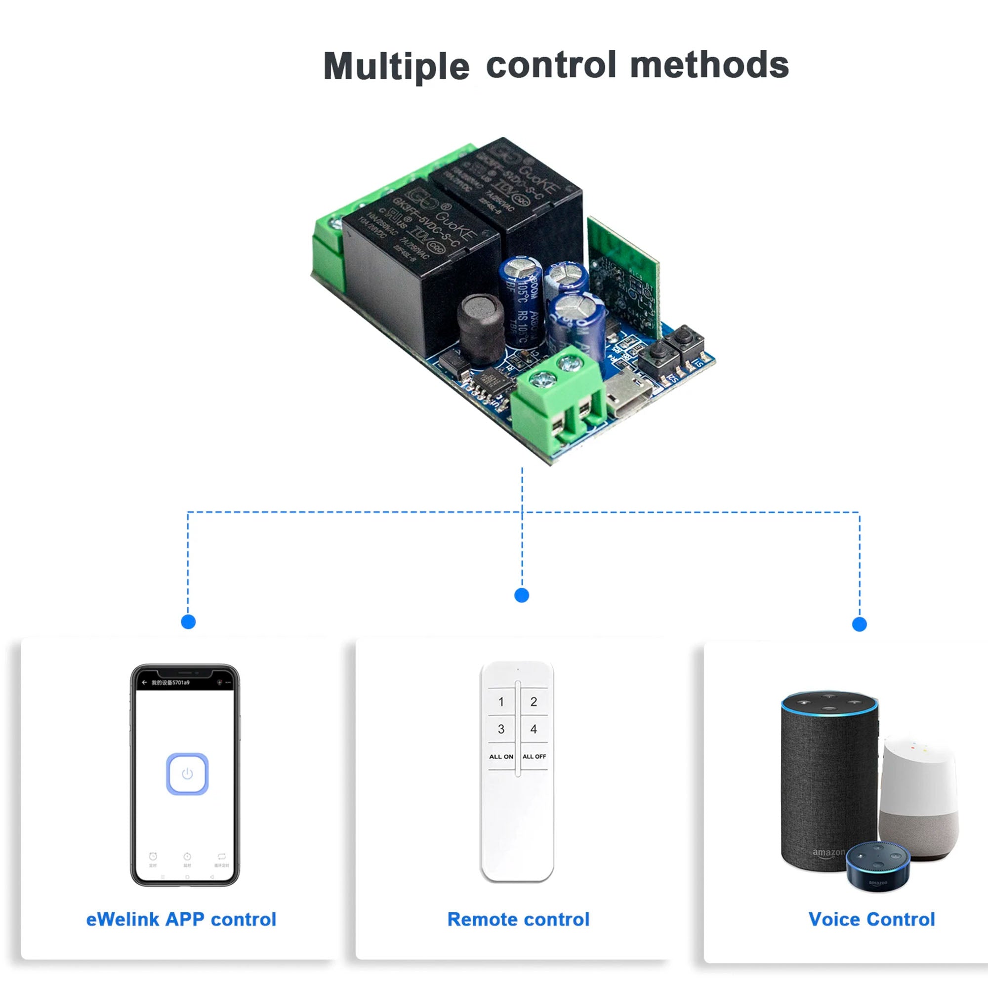 12v Ewelink 2Ch smart wifi DC switch for digital circuits board or electric lock