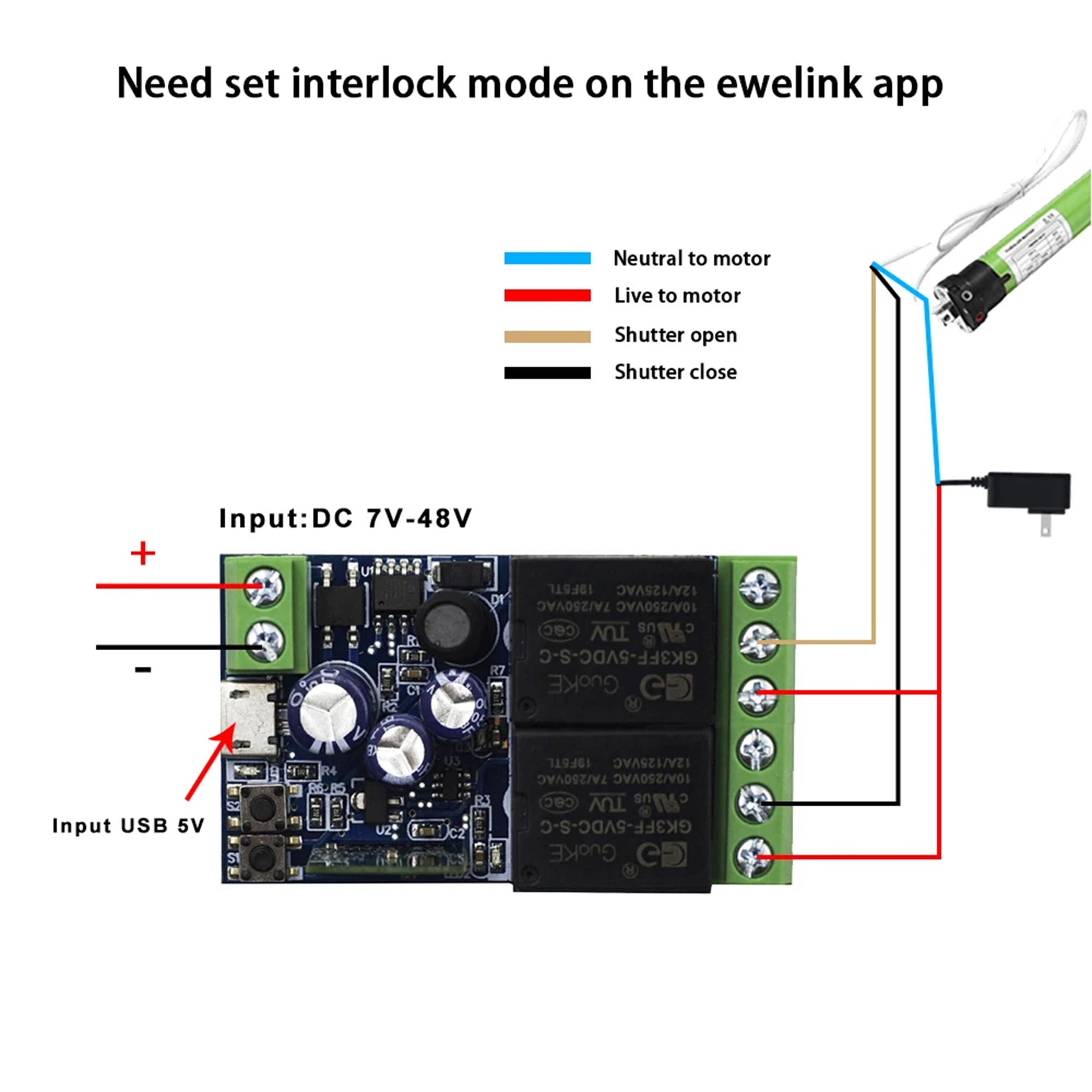 12v Ewelink 2Ch smart wifi DC switch for digital circuits board or electric lock