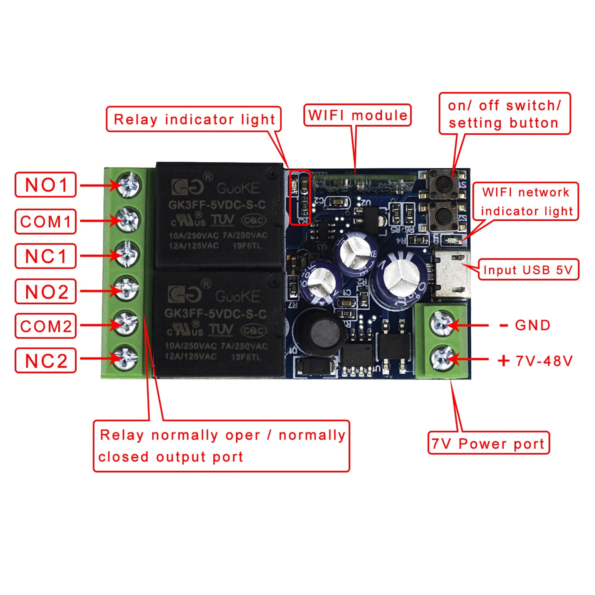 12v Ewelink 2Ch smart wifi DC switch for digital circuits board or electric lock