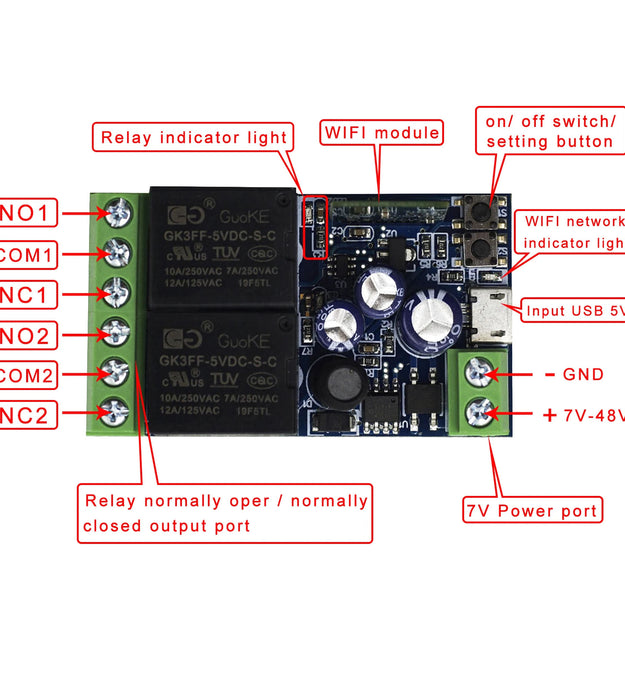 12v Ewelink 2Ch smart wifi DC switch for digital circuits board or electric lock