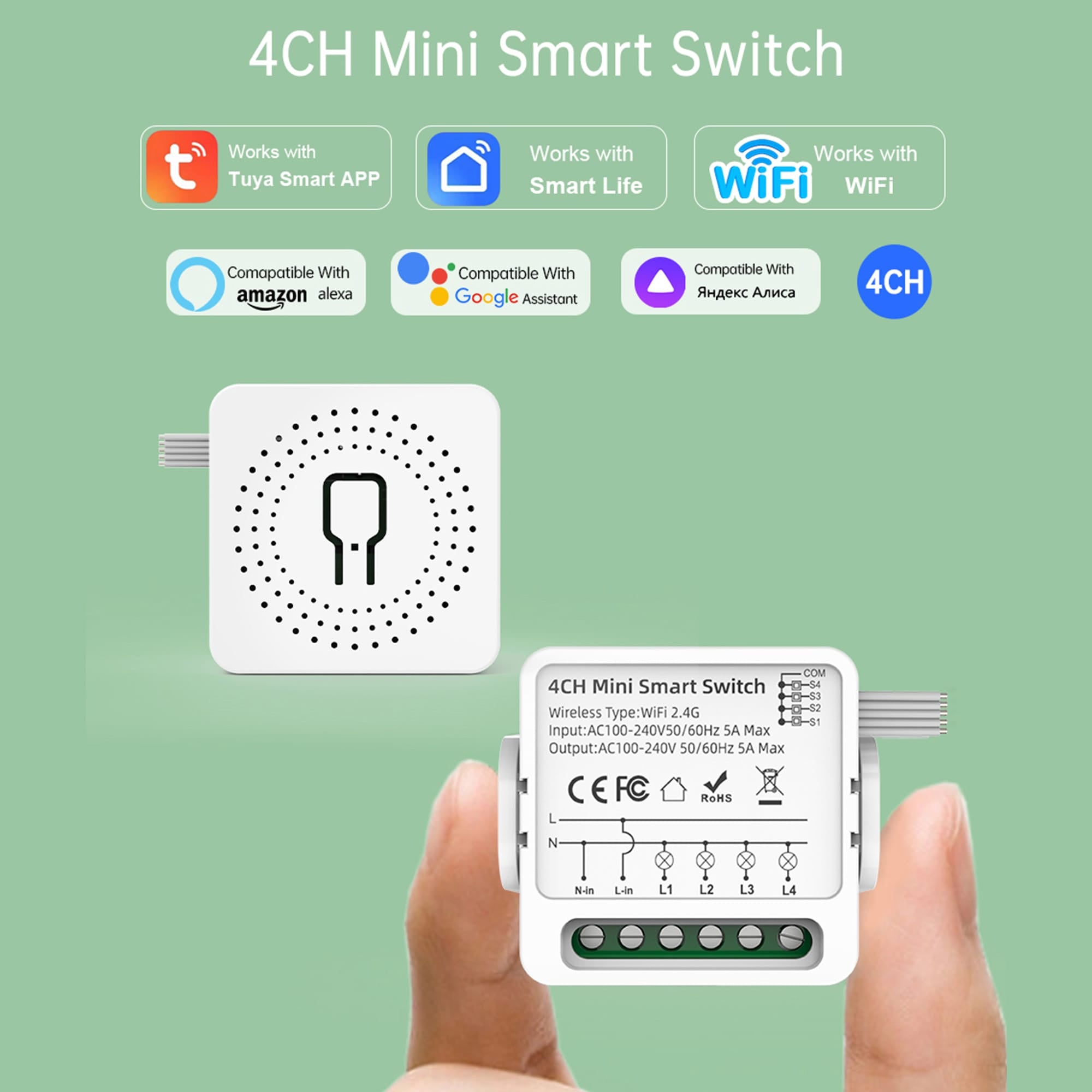 4 channal Tuya Smart wifi switch 220V you can use for lights fan not for heater and geyser Home automation device 4 gang 4ch 5A smartlife app
