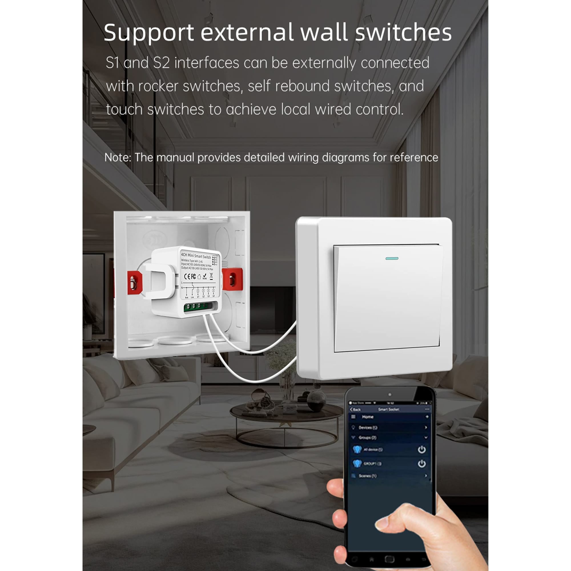 4 channal Tuya Smart wifi switch 220V you can use for lights fan not for heater and geyser Home automation device 4 gang 4ch 5A smartlife app