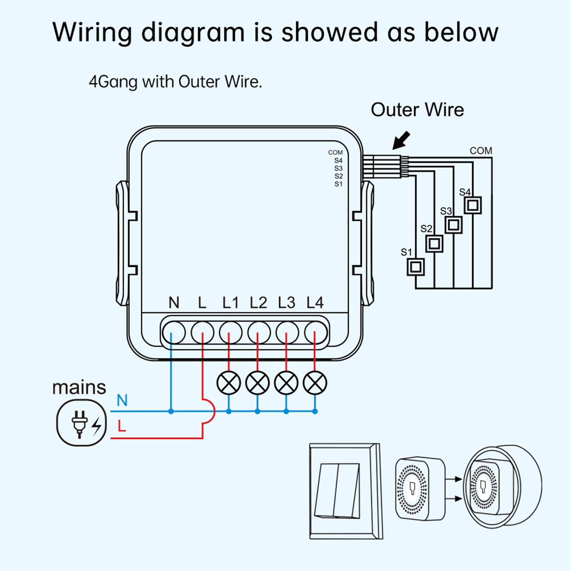 4 channal Tuya Smart wifi switch 220V you can use for lights fan not for heater and geyser Home automation device 4 gang 4ch 5A smartlife app