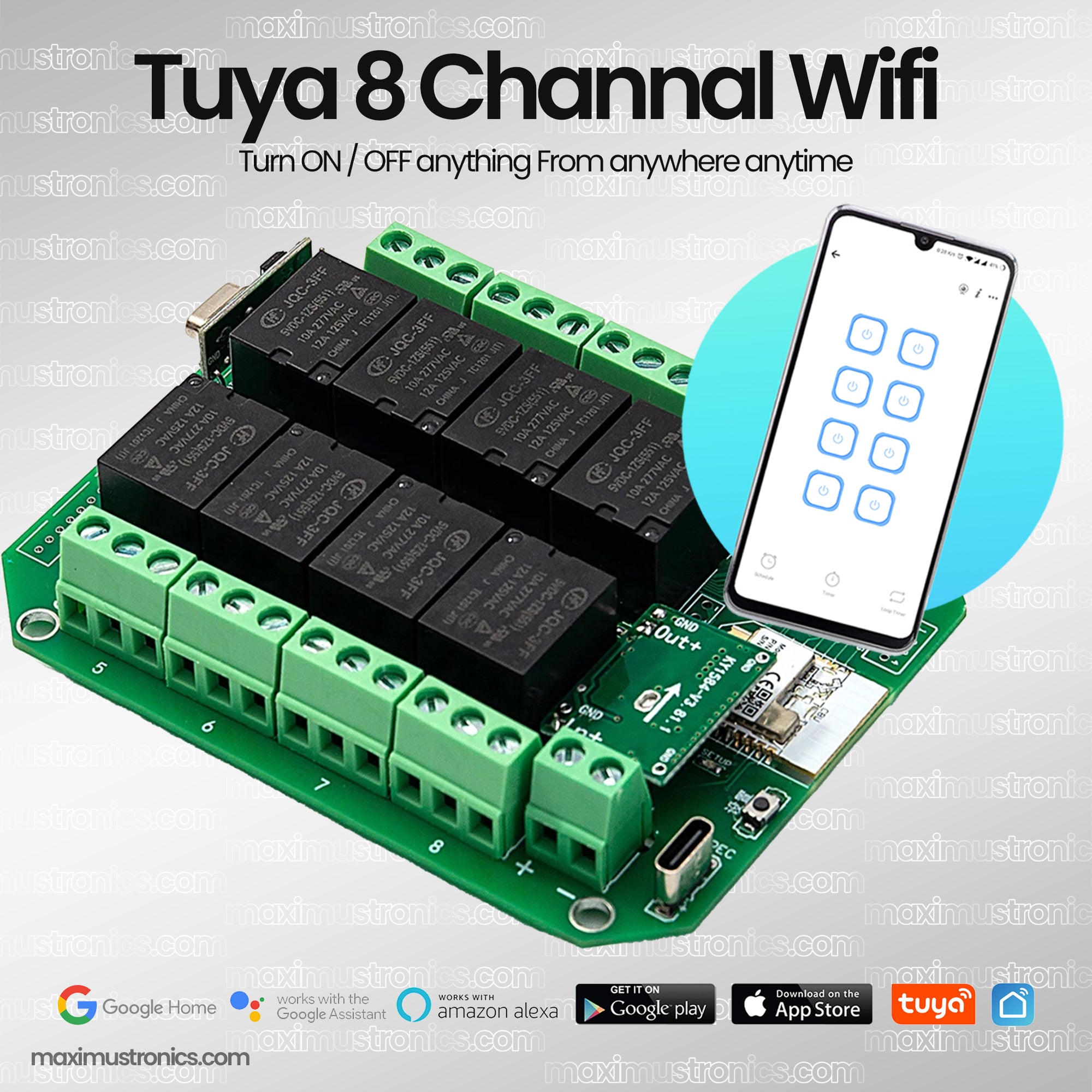 8 Channal tuya Smart wifi switch 12v dc 10A Home automation device Wireless Relay Switch Module APP