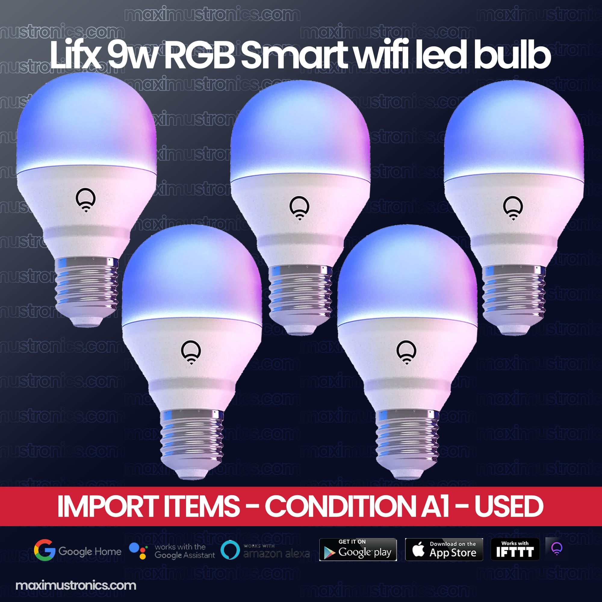 Lifx 9w Mini RGB Smart wifi led bulb 800 Lumens Temp 1500K to 9000K - high quality branded import items condition used