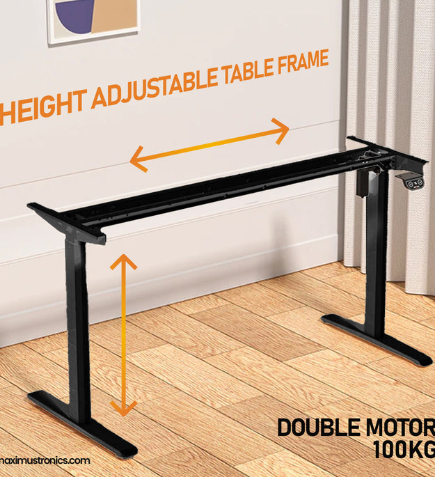 Double Motor Electric Height adjustable table frame extended width dual motor standing desk for gaming computer office use ONLY FRAME wood not include