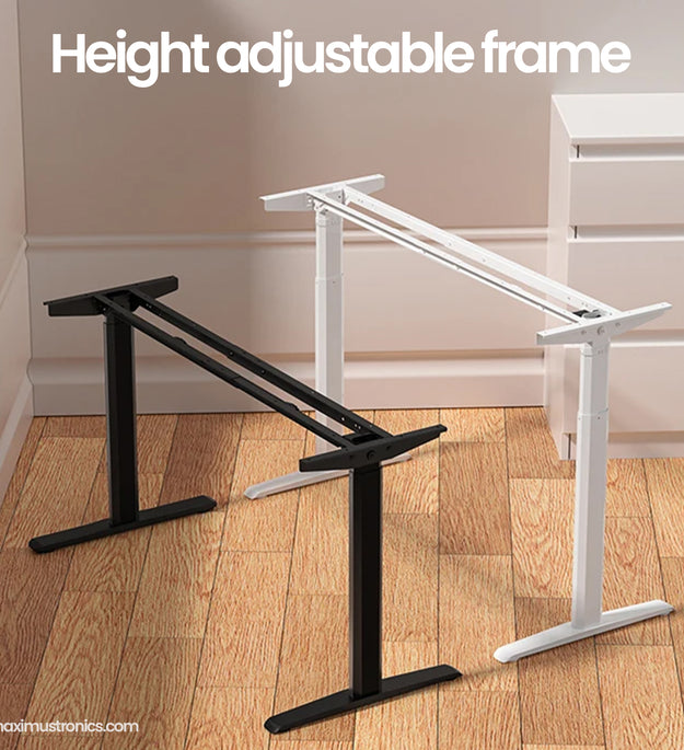 Electric Height adjustable frame for table extendable width motorized standing desk for gaming computer office use black colour ONLY FRAME wood not include