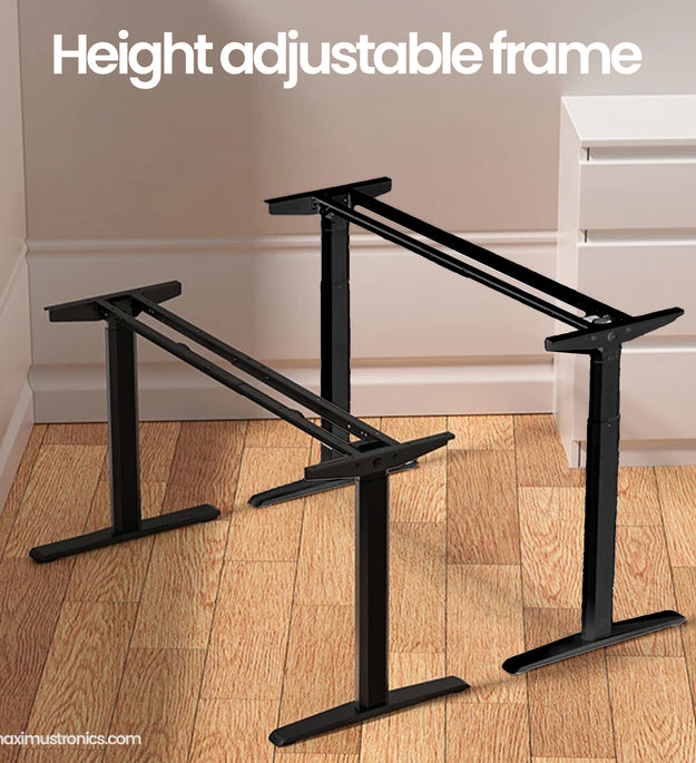 Electric Height adjustable frame for table extendable width motorized standing desk for gaming computer office use black colour ONLY FRAME wood not include