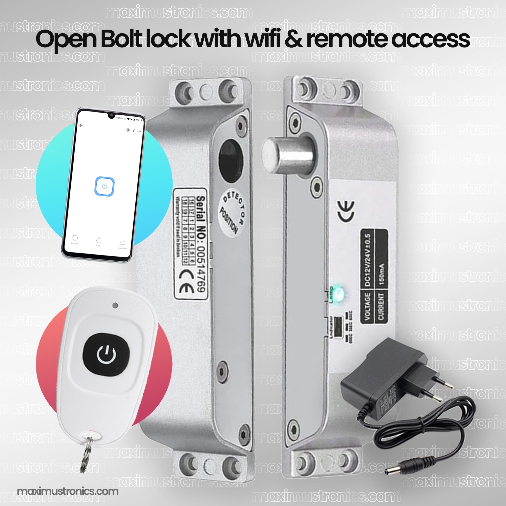 Ewelink Wifi and remote control Electric Drop Bolt Lock Door Access Control Security for metal door wooden door 433mhz