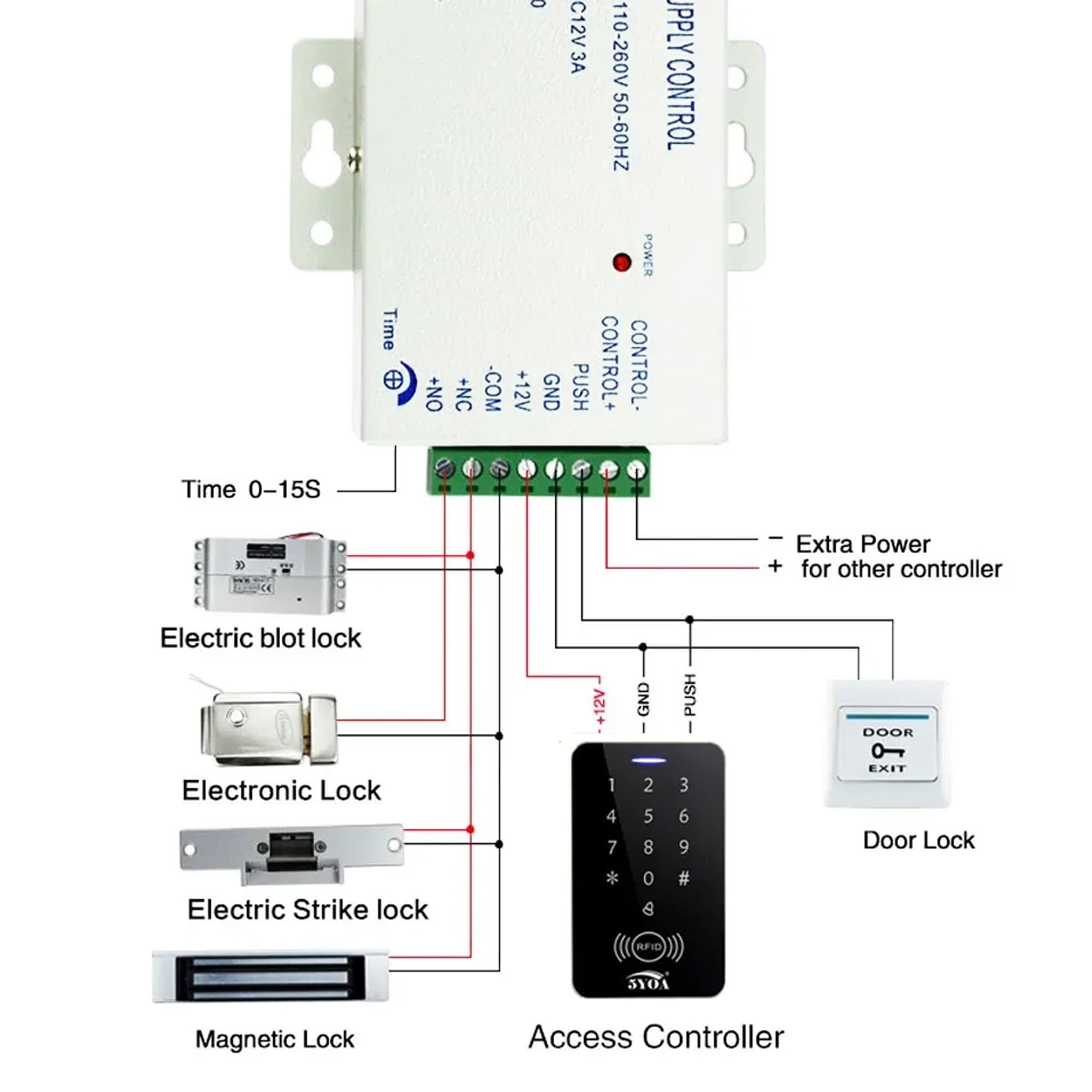 Remote control Drop Bolt Lock Door Access Control Security for metal door wooden door RF 433mhz