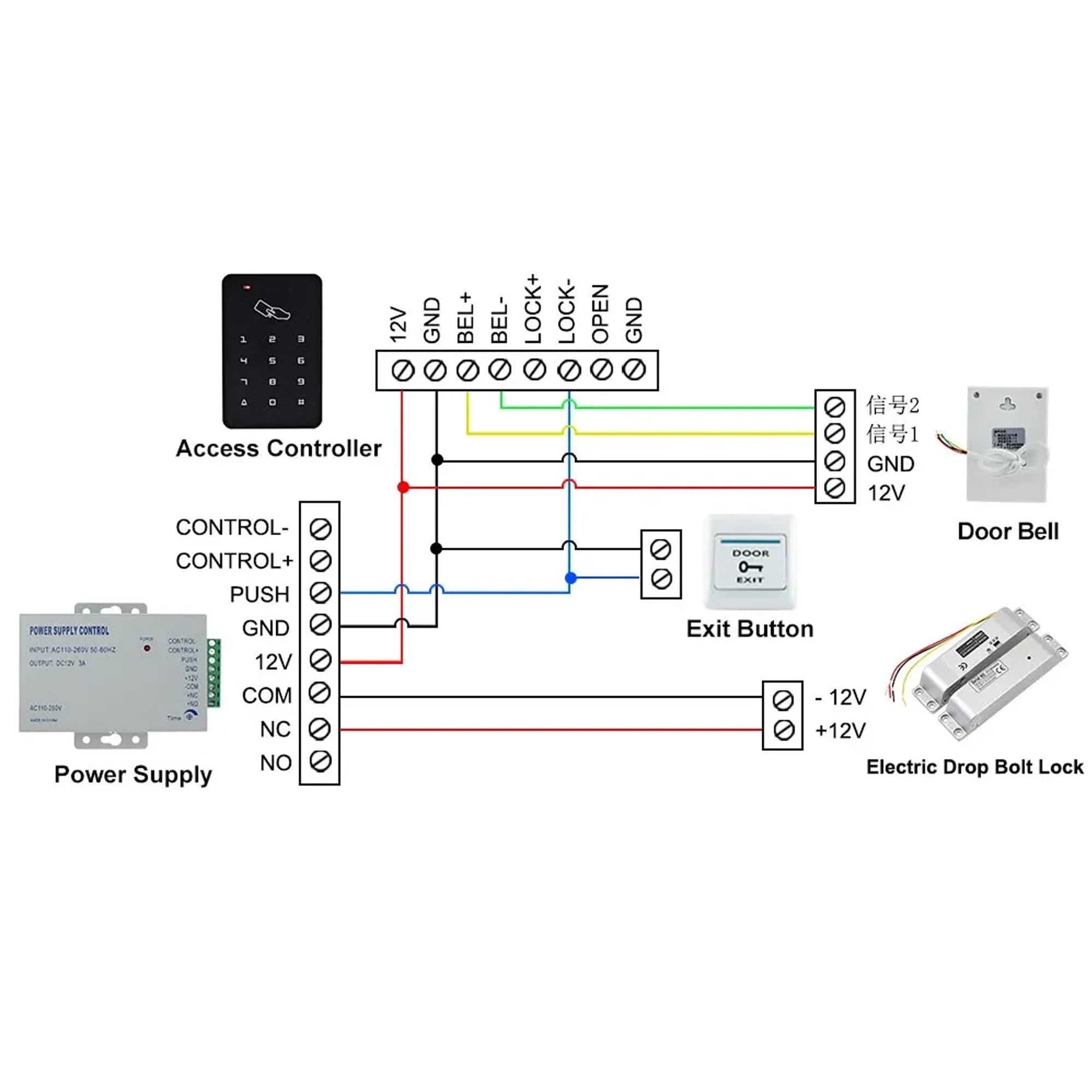 Remote control Drop Bolt Lock Door Access Control Security for metal door wooden door RF 433mhz