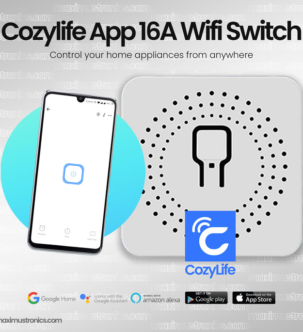 CozyLife 16A Smart wifi switch 220V 16A you can use for water pump , motor , lights, fan - you can attach switch with device