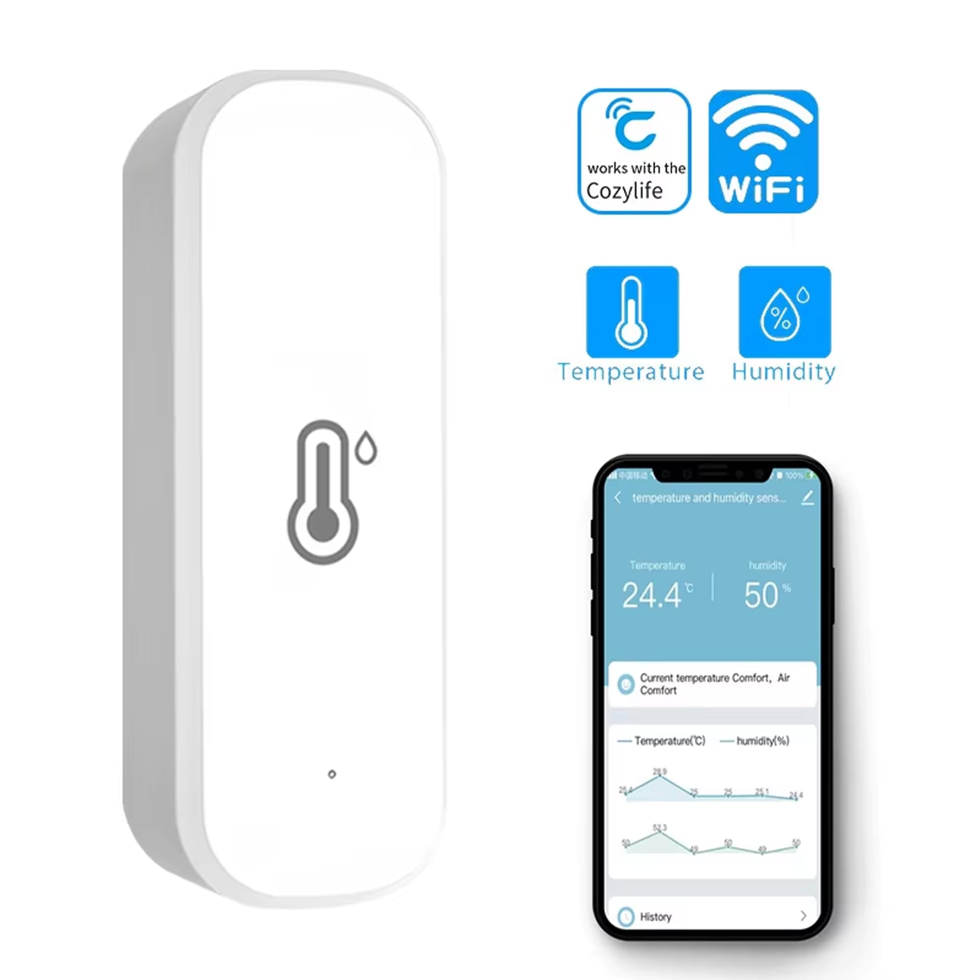 Cozylife WiFi Temperature and humidity sensor Smart Home