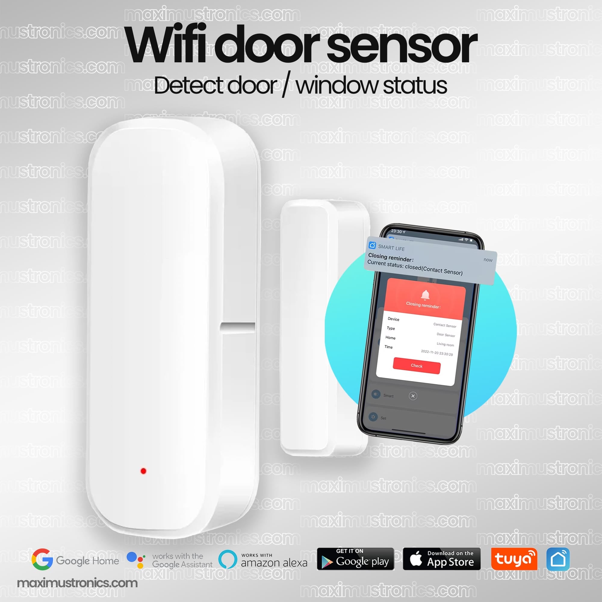 Tuya WiFi Door Sensor Window Sensor Smart Home Wireless Door Detector Smart Life APP Remote Control for Alexa Google Home