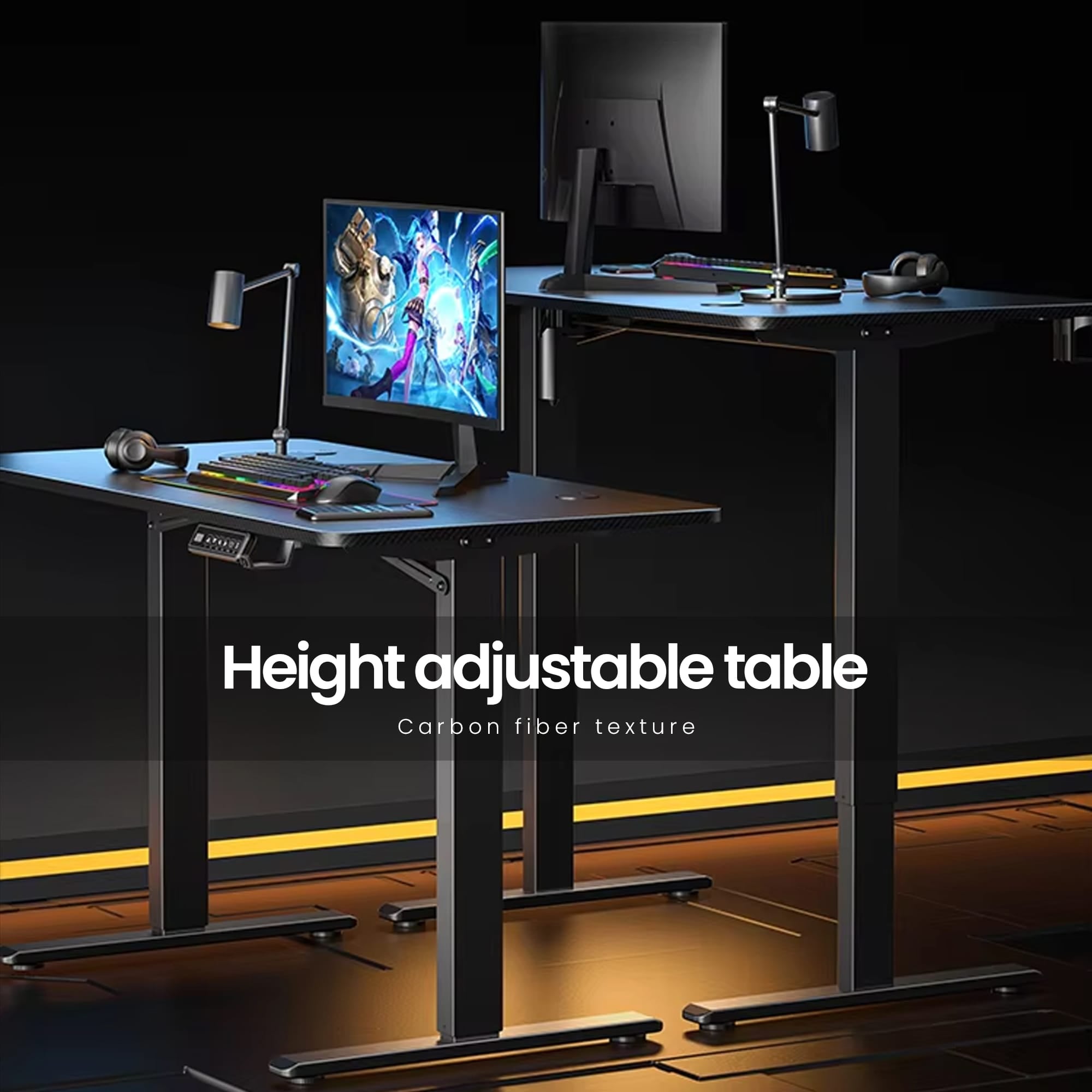 Height adjustable table single motor standing desk for gaming computer table or office use maximustronics