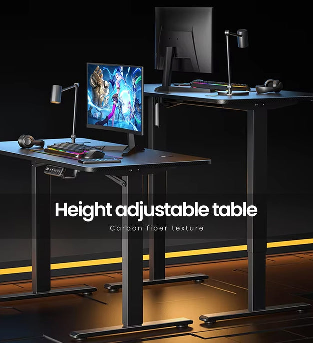 Height adjustable table single motor standing desk for gaming computer table or office use maximustronics