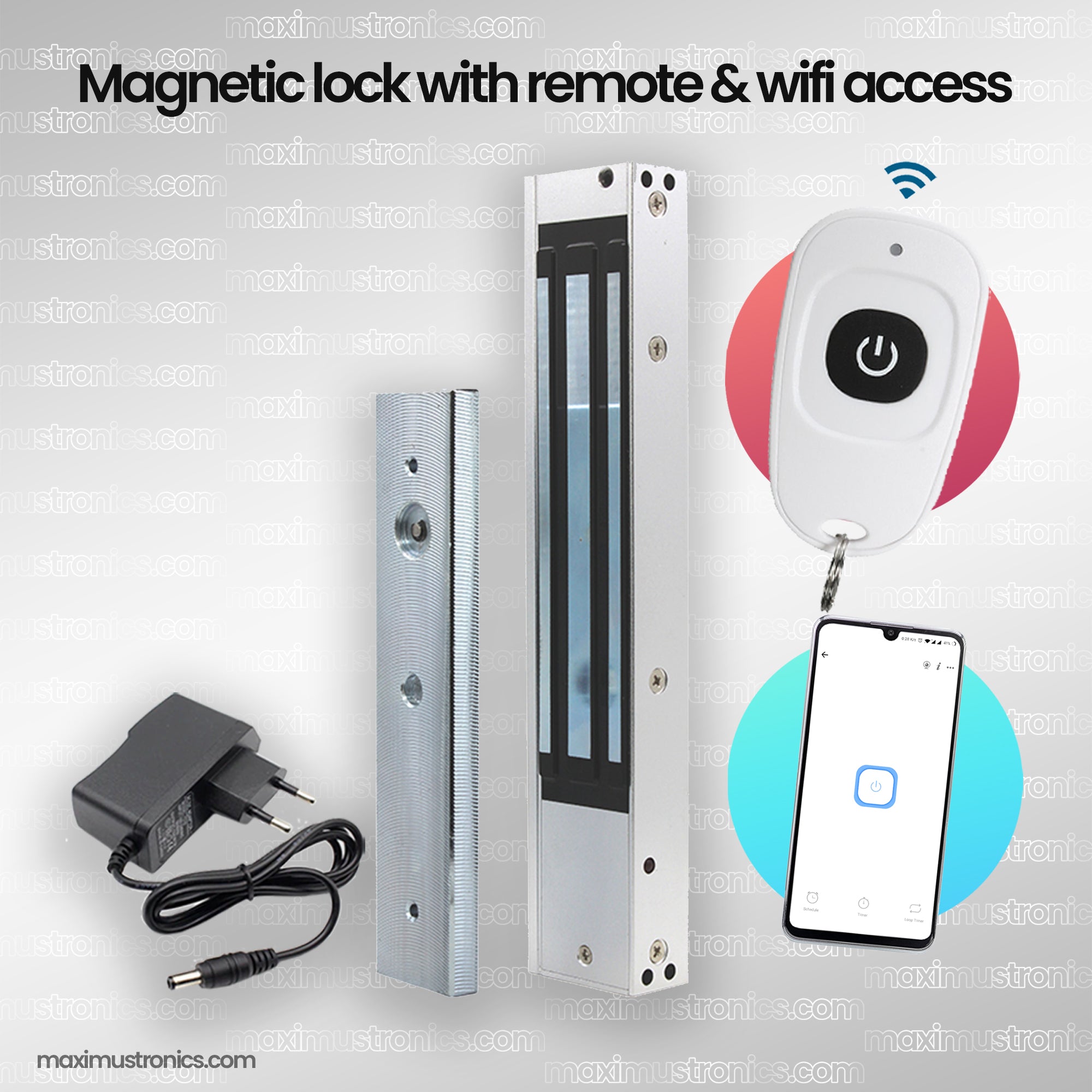 Electric Magnetic lock with wifi ewelink app and rf remote 433mhz and force of 280KG 600Lbs with adapter security lock use in jewellery shop