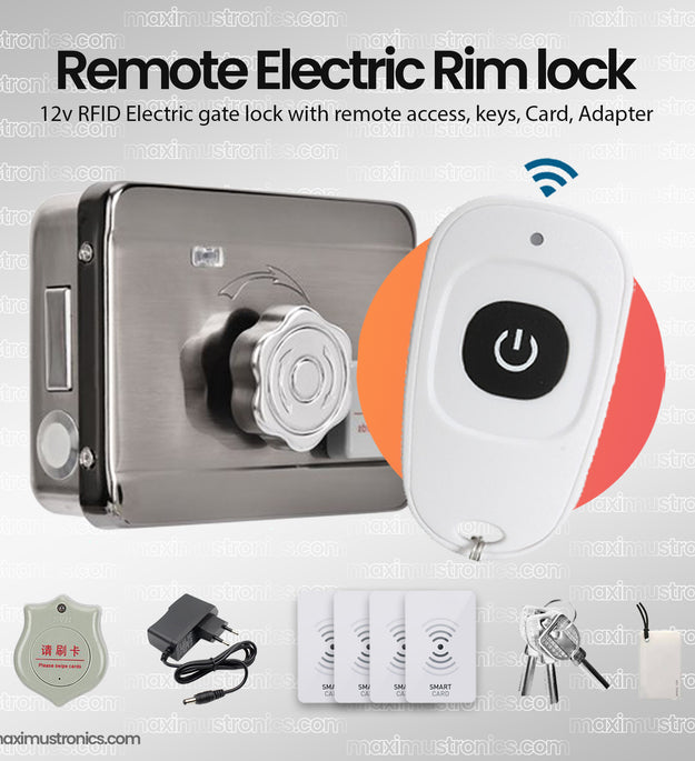 RF Remote control RFID Electric rim door lock main gate lock 12V DC rfid card and tag 125Khz with keys for Office and home Security use