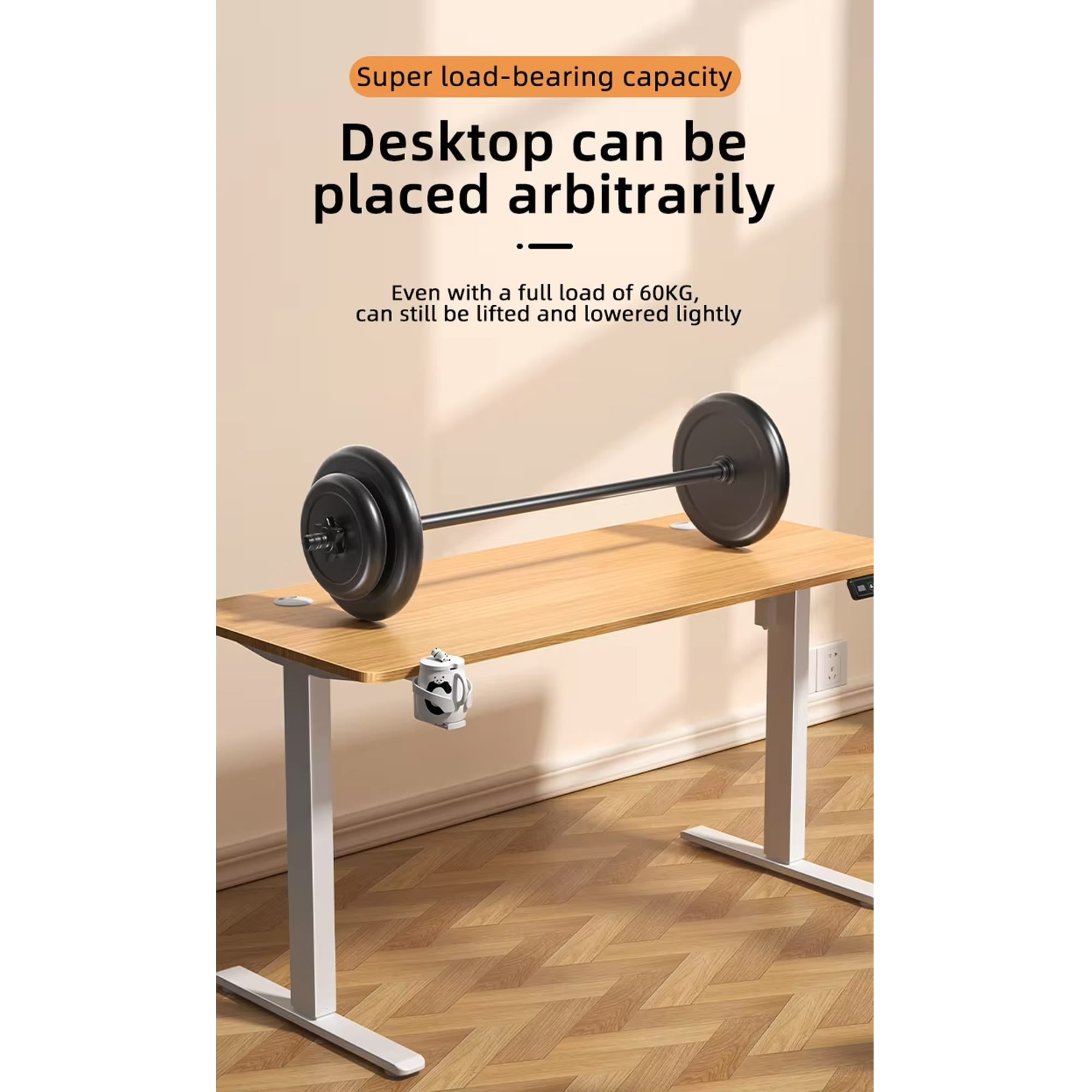 Height adjustable table single motor standing desk for gaming computer table or office use maximustronics