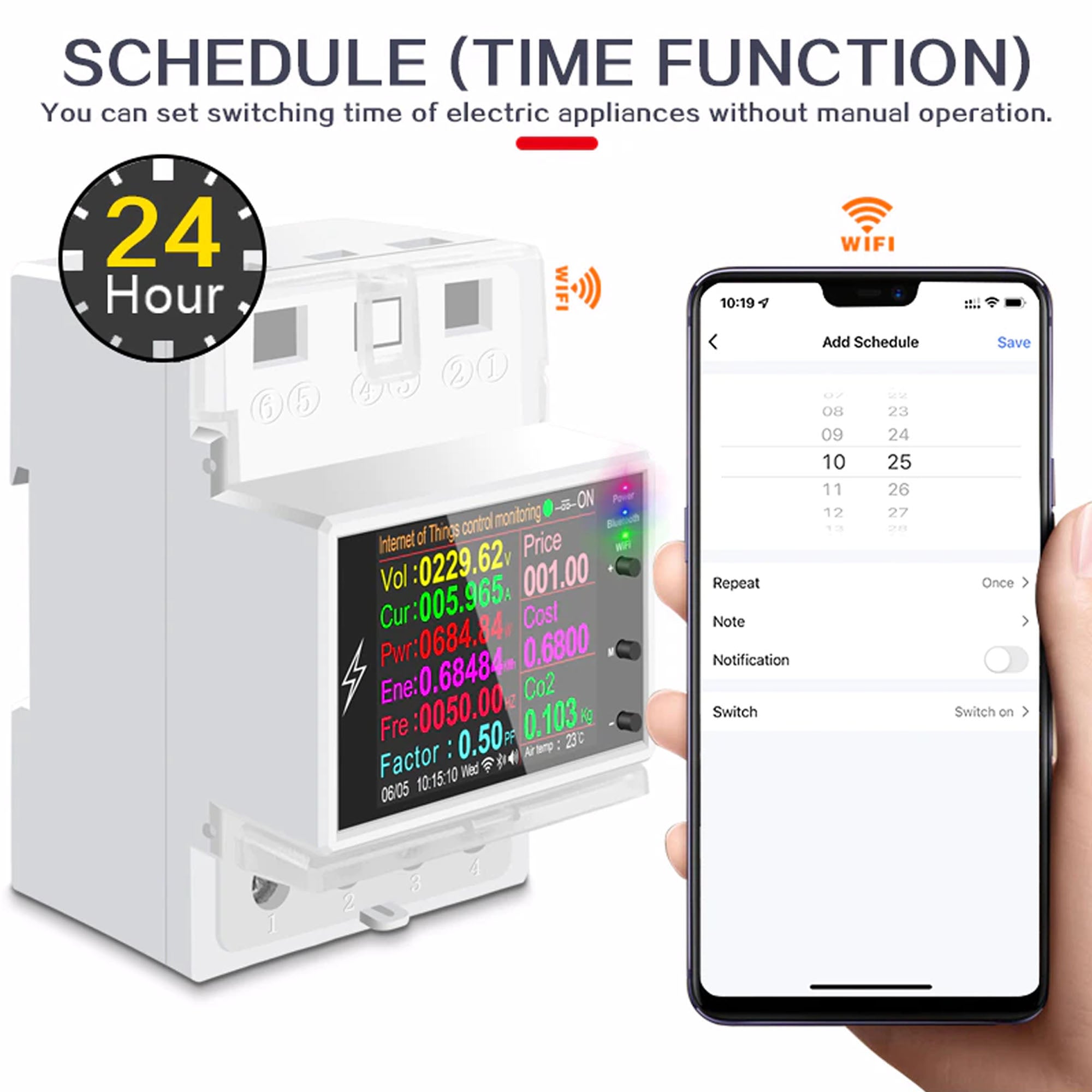 Atorch AT4PW Smart Wifi Energy Meter Power Moniter Tuya smartlife Breaker set Unit and billing