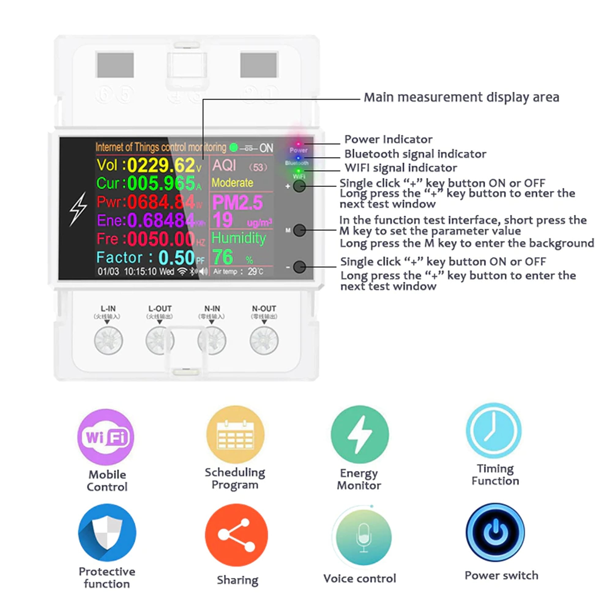 Atorch AT4PW Smart Wifi Energy Meter Power Moniter Tuya smartlife Breaker set Unit and billing