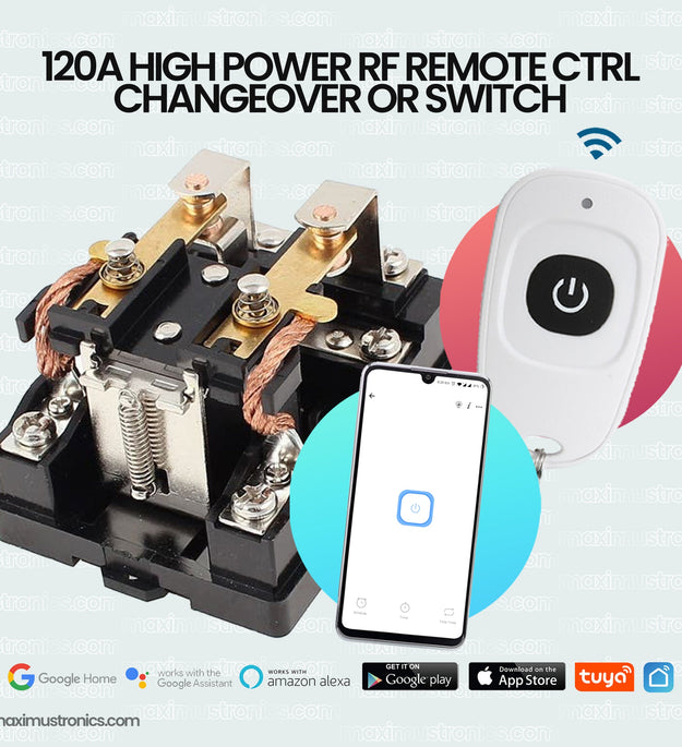 Wifi RF 433mhz remote control 220V 120A High Capacity ChangeOver or Switch geyser water heater air conditioner Home Automation  Tuya app Smart life Set timer or Schedule