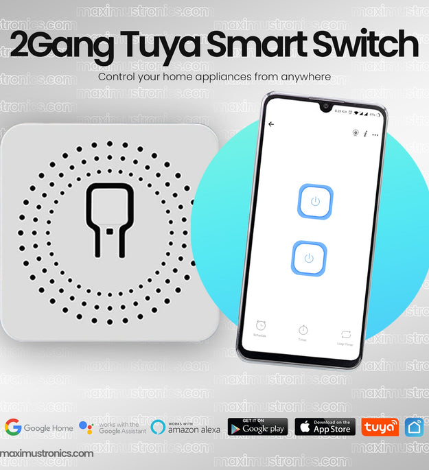2 Gangs Smart wifi switch 2 ch dual channal you can control 2 appliances from anywhere smart life-Tuya app