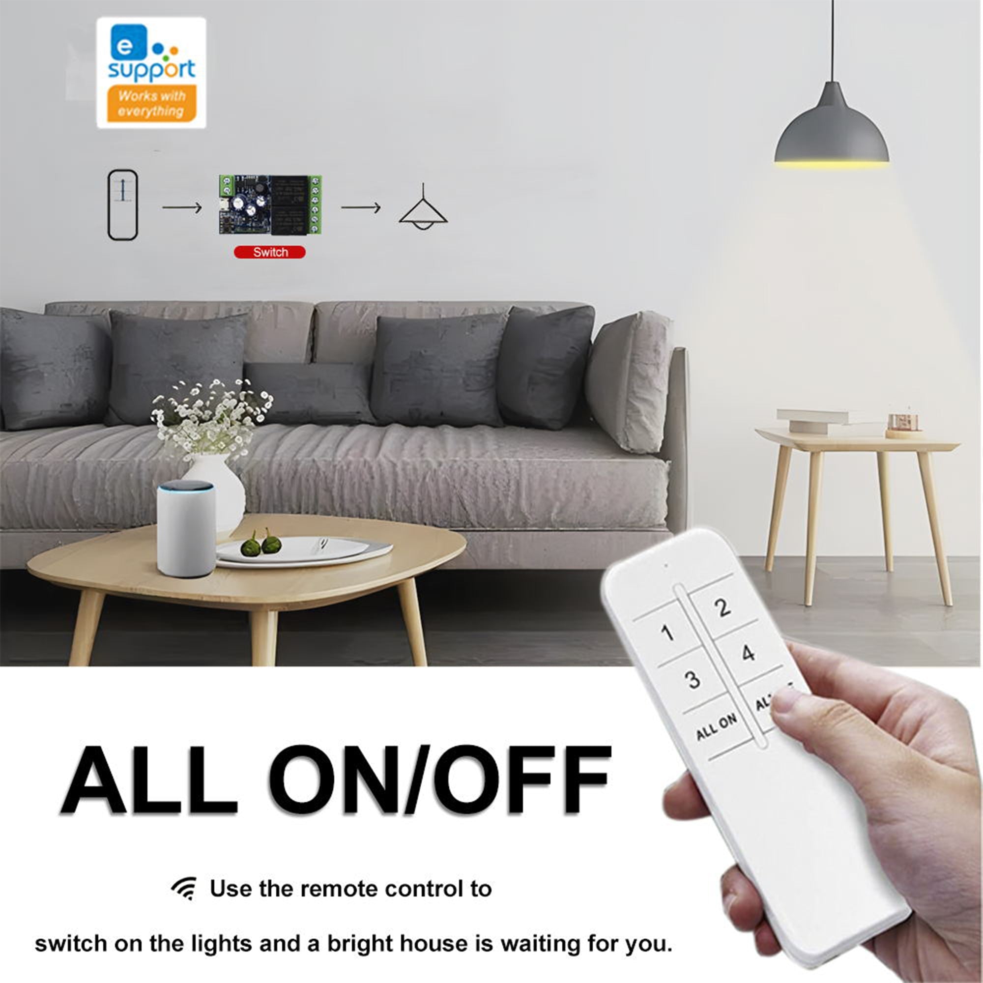 12v dc 4CH Smart Wifi Switch to control upto 4 home appliances DC (Dry contact) input 7to48v output 220v AC 10A each load ewelink app