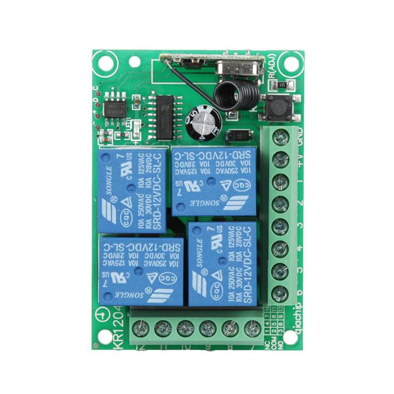 12v dc 4CH 4gangs RF Remote control switches dry contact 433Mhz learning code ev1527