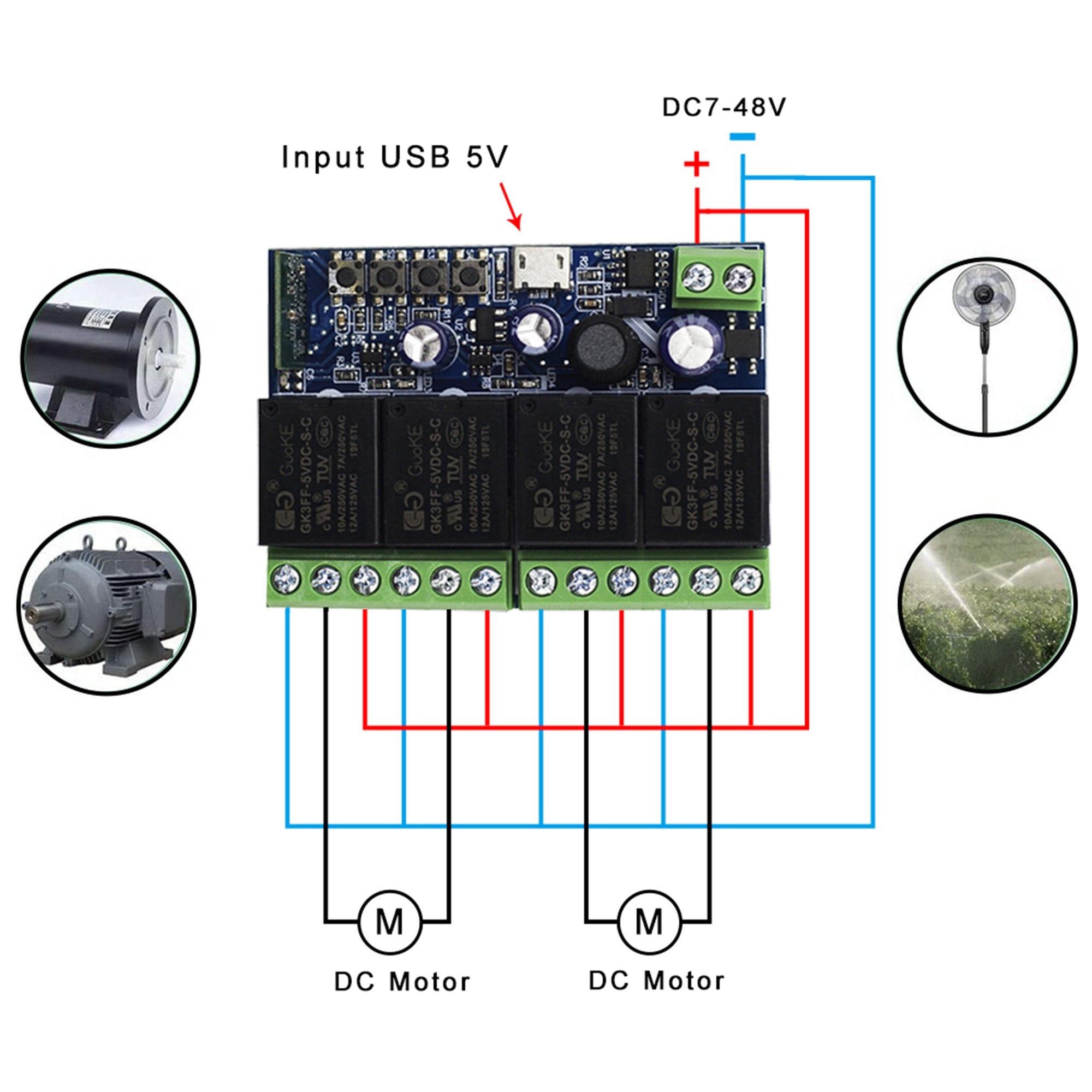 12v dc 4CH Smart Wifi Switch to control upto 4 home appliances DC (Dry contact) input 7to48v output 220v AC 10A each load ewelink app