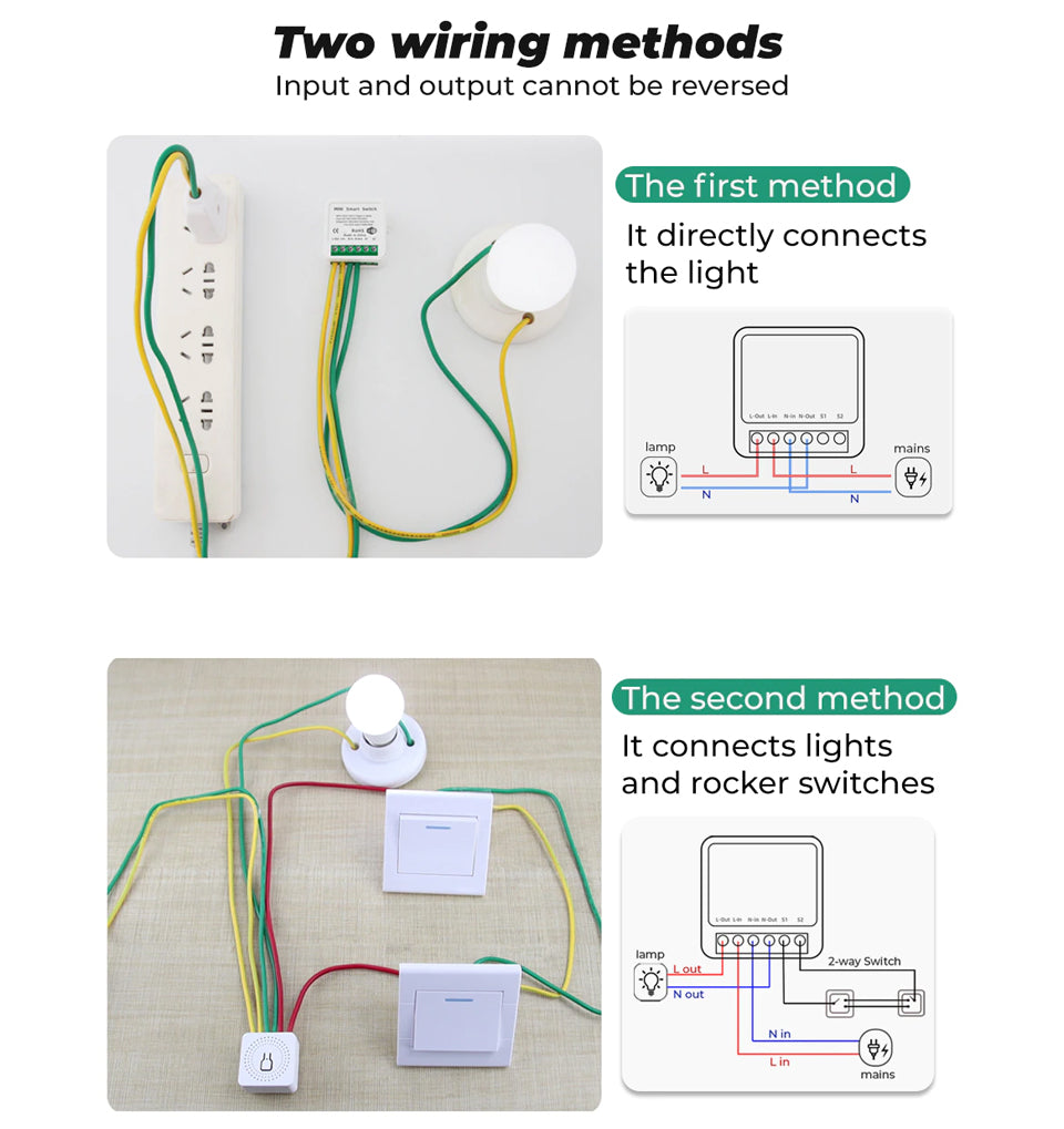 16A Tuya SmartLife smart Wifi Switch mini body timer schedule inching mode you can use on motor water pump electric lock lights fan maximustronics