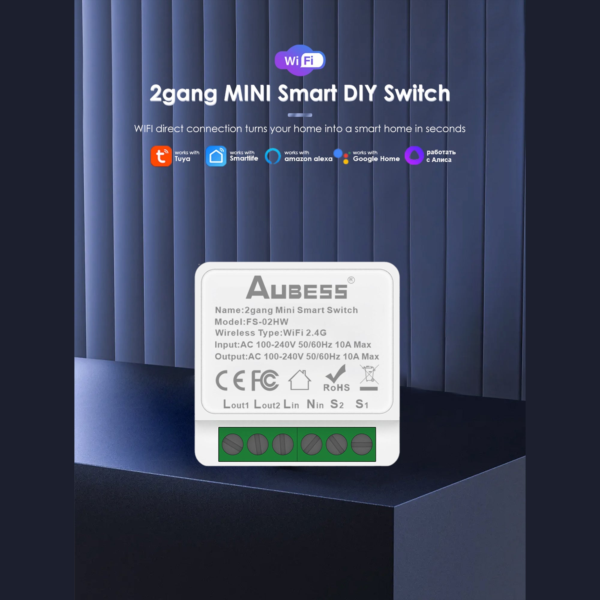 2 Gangs Smart wifi switch 2 ch dual channal you can control 2 appliances from anywhere smart life-Tuya app