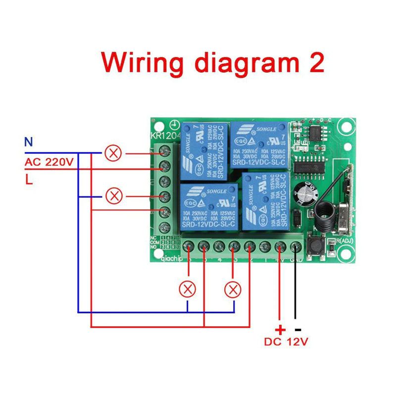 12v dc 4CH 4gangs RF Remote control switches dry contact 433Mhz learning code ev1527