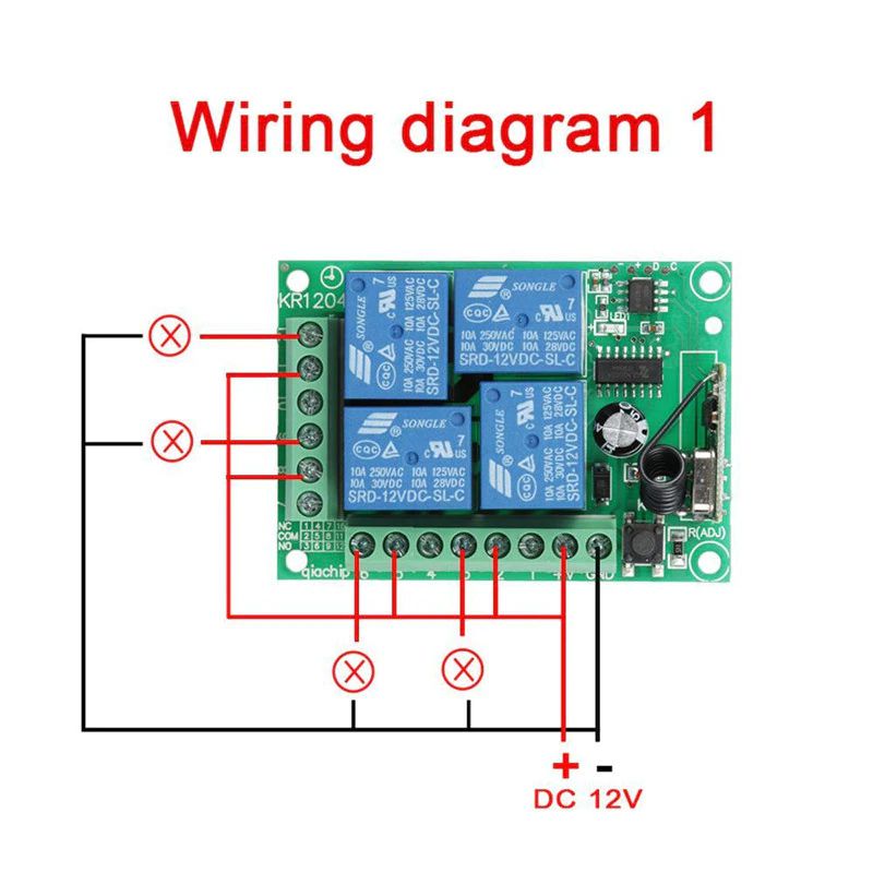 12v dc 4CH 4gangs RF Remote control switches dry contact 433Mhz learning code ev1527