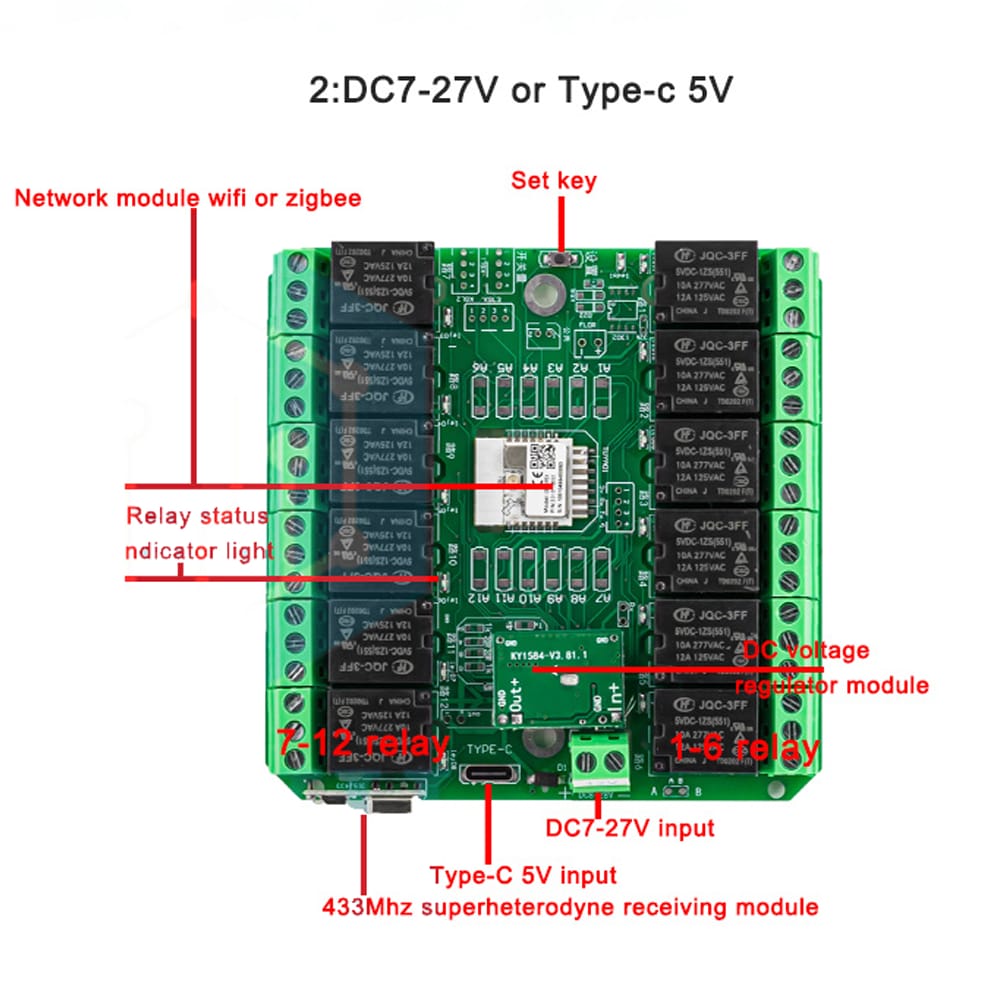 12 Channal 12v tuya Smartlife wifi switch 12v dc 10A Home automation device Wireless Relay Switch Module