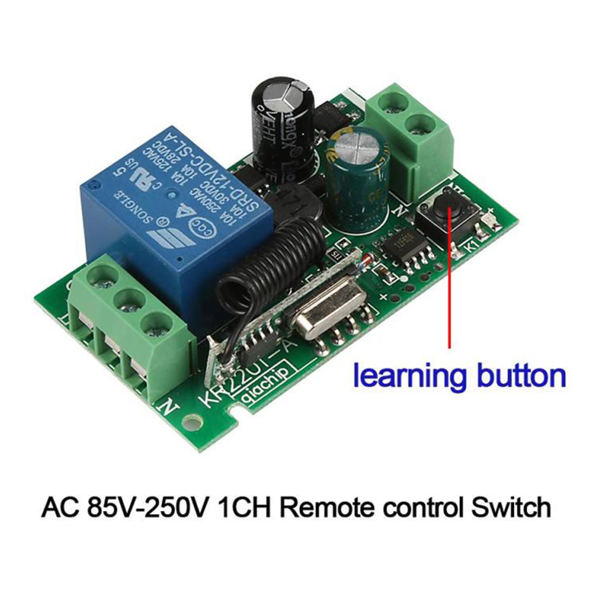 10A 220V AC RF Remote Control Switch 433Mhz learning code ev1527 for water pump motor lights fan submersible pump donkey pump