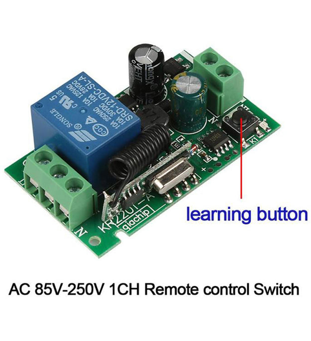 10A 220V AC RF Remote Control Switch 433Mhz learning code ev1527 for water pump motor lights fan submersible pump donkey pump
