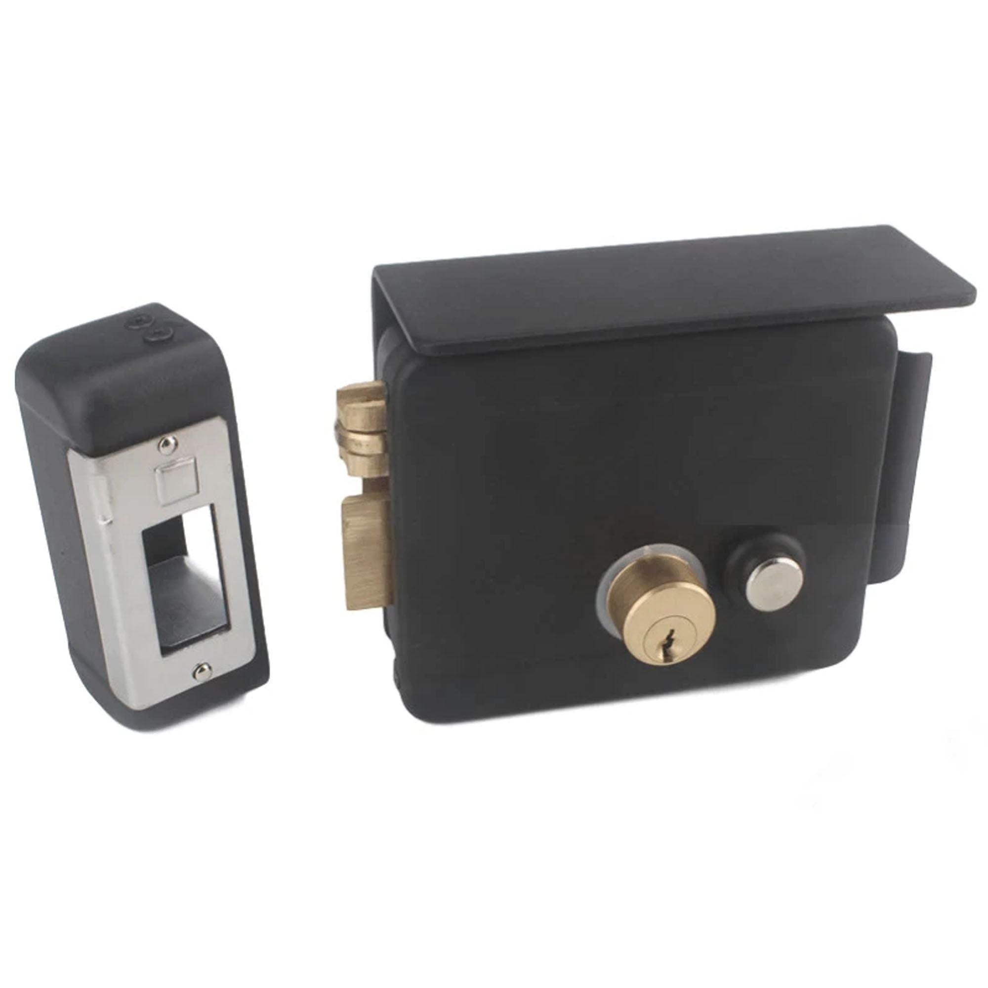 12V electric main gate lock door lock with adapter and keys - install on both side right inside inward outward, left inside inward outward