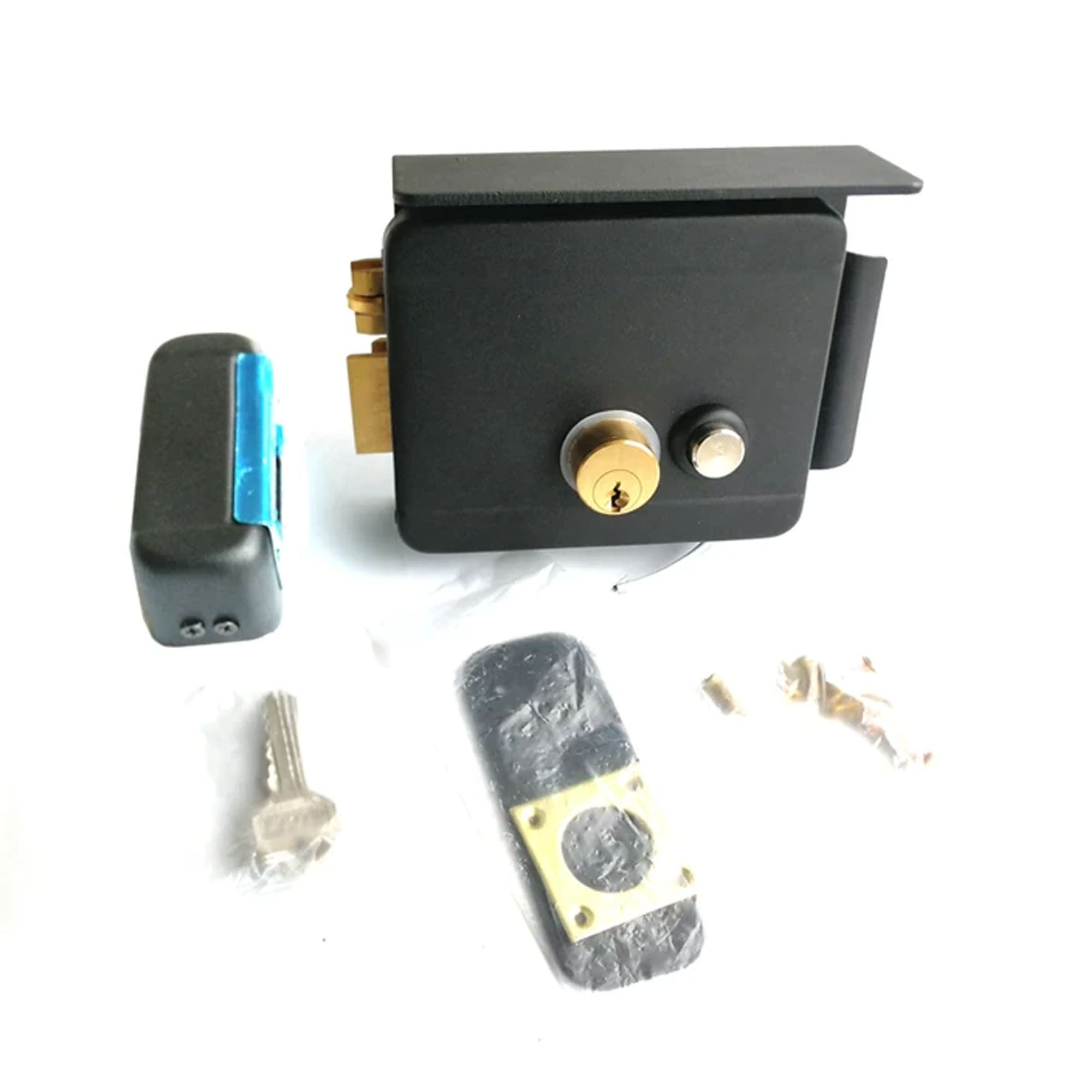 12V electric main gate lock door lock with adapter and keys - install on both side right inside inward outward, left inside inward outward