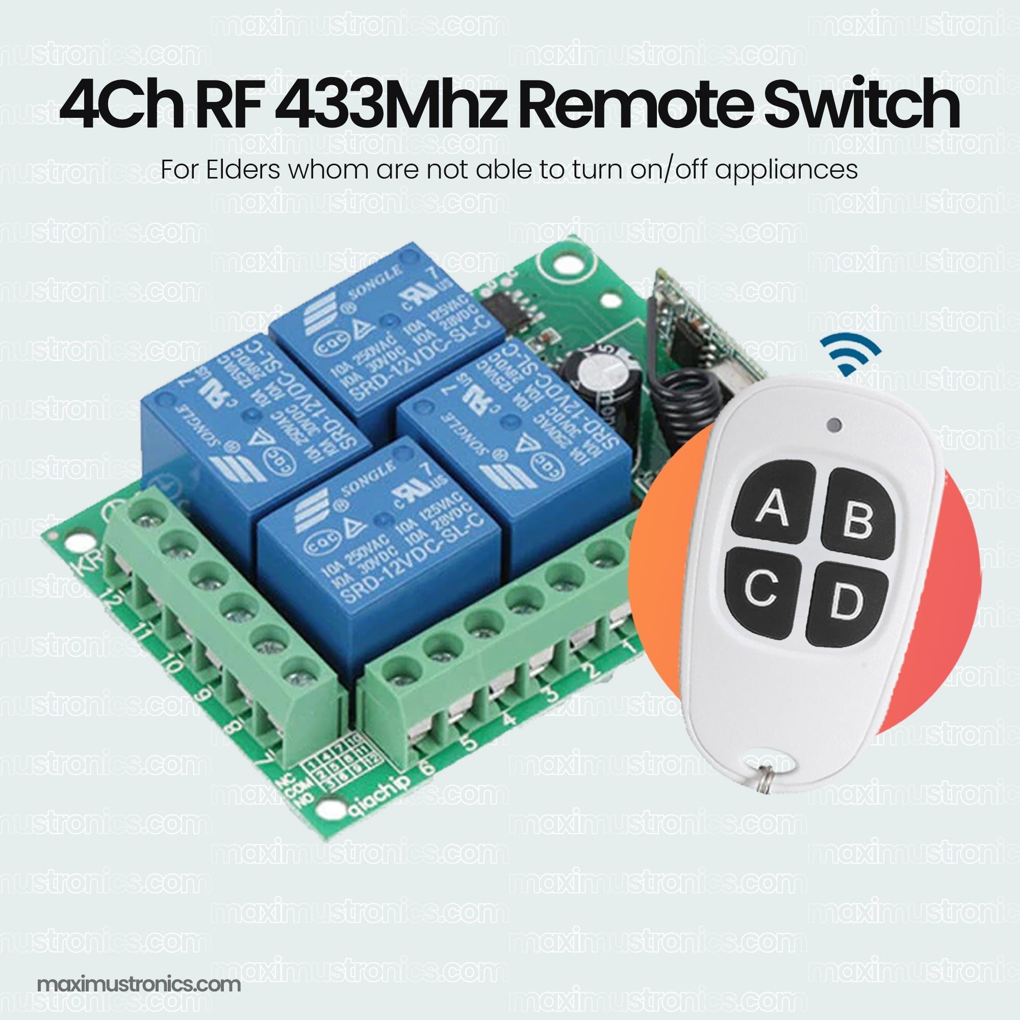 12v dc 4CH 4gangs RF Remote control switches dry contact 433Mhz learning code ev1527